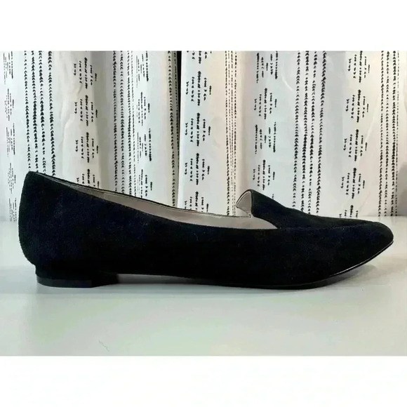 Nine West Shoes - Nine West Womens Classic Black Leather Suede Slip On Loafer Pointed Toe Size 9.5